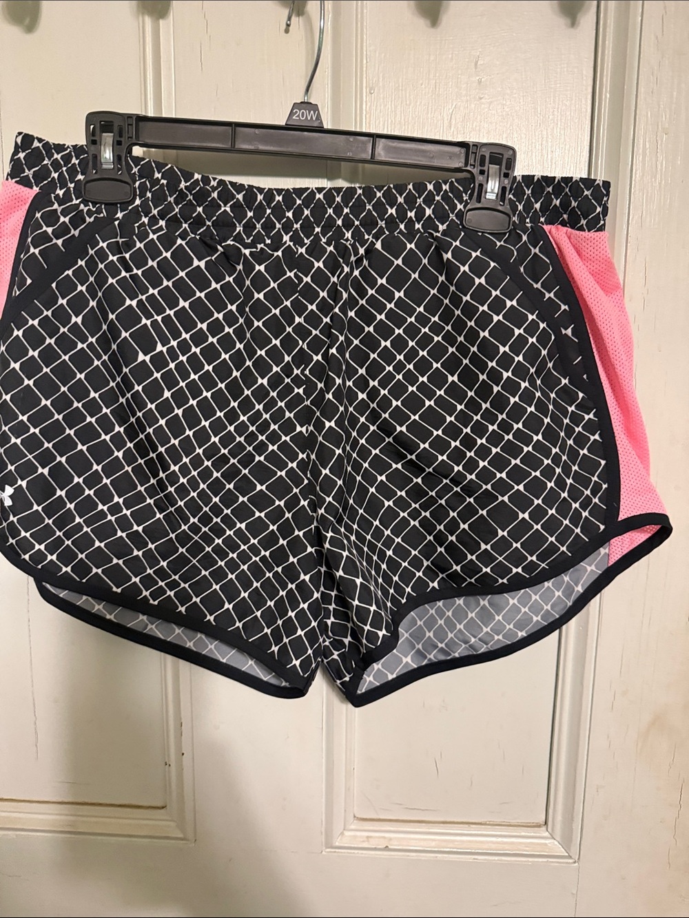 Under Armour Black Grid Running Shorts with Pink Mesh Panels